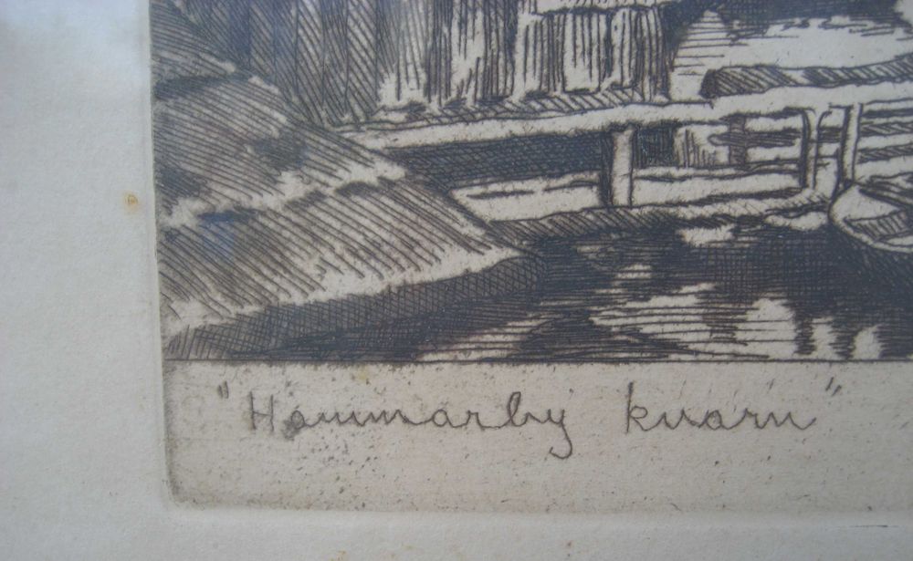 Litografia Ernst Hellgreen Hammarby Kvarn . Oryginal