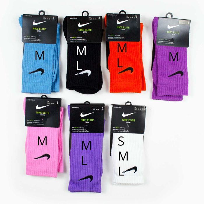 S M L баскетбольні Шкарпетки Nike Elite носки высокие белые баскетбол