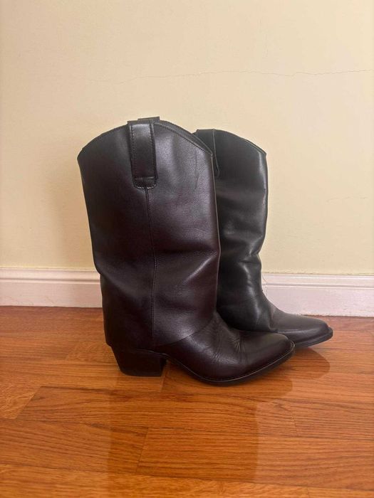 Botas Manuel Alves de Mulher em Pele de Cor Preta - [Tamanho: 37]