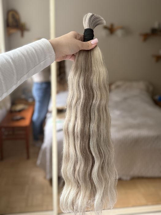 Naturalne słowiańskie włosy siwe lux 50 cm 75 g