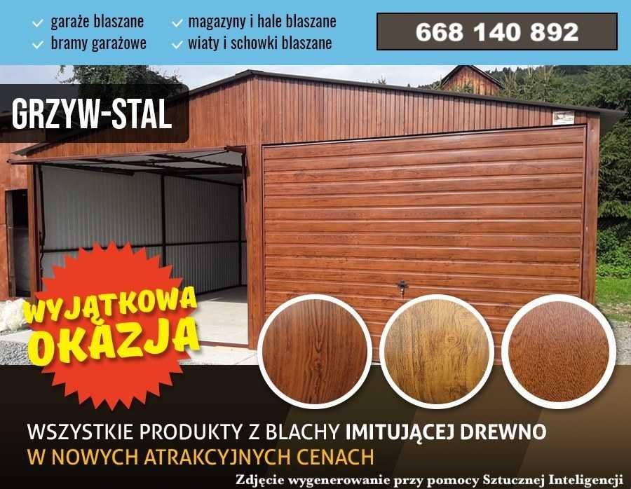 Typowy Garaż Blaszany Złoty Dąb / Garaże Blaszane - GRZYWSTAL*