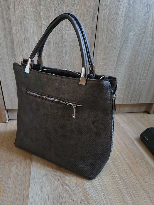 Torba wężowy print Laura Biaggi w rękę pojemna elegancka A4