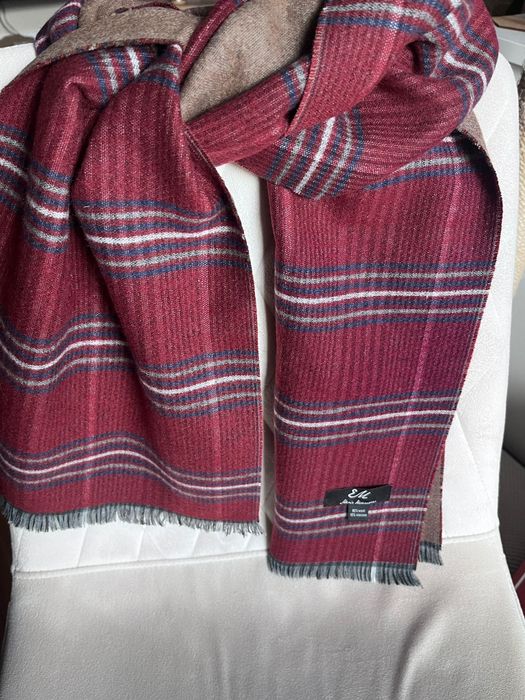 Szal szalik męski z wełny 90% bordowy krata