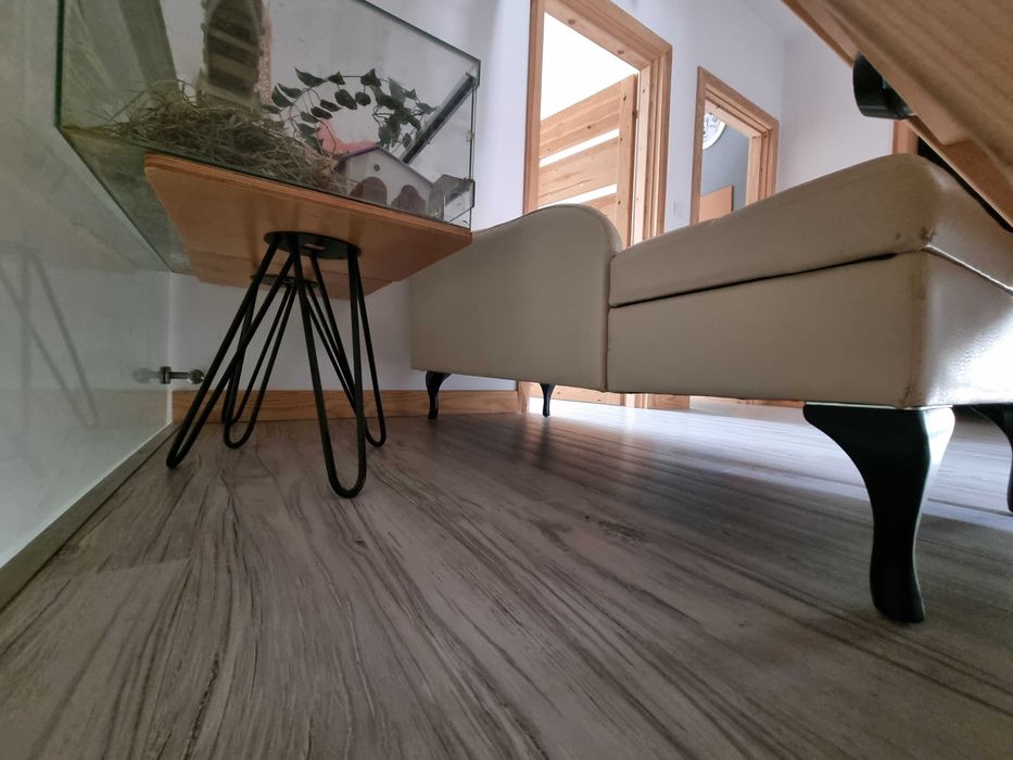 szezlong sofa ławka fryzjerska do poczekalni ze schowkiem kremowa