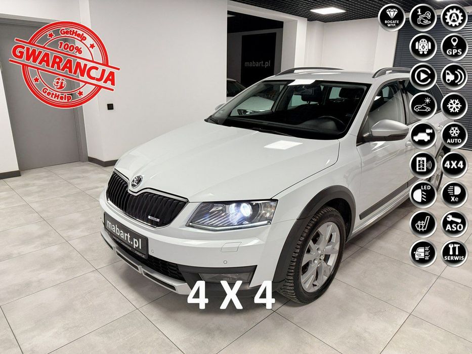 Skoda Octavia SCOUT 2.0 TDI 184KM*DSG*4x4*AppleCar*Bi-Xenon*Duża Navi*Tempomat*Black