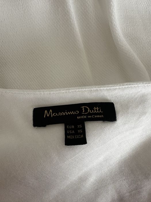Biała damska bluzka z koronką top basic biuro XS 34 S 36 Massimo Dutti