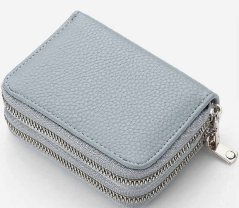 Carteira de duplo fecho com compartimento cartões e moedas