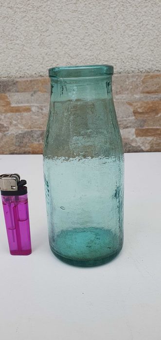 Butelka ZPS niebieskie szkło ozdobna