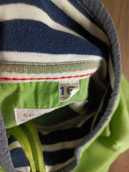 Seasalt Cornwall bluza half zip zielona green organic oversize 44