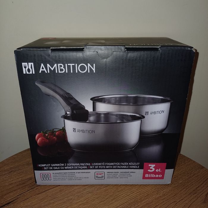 Garnki na indukcję i do piekarnika 2 szt z odpinana raczka Ambition