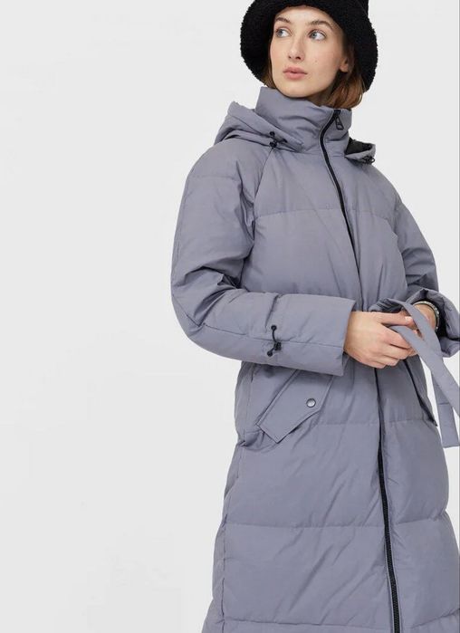 Серый зимний Пуховик Stradivarius XS-M