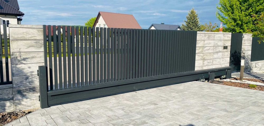 Brama przesuwna aluminiowa 150x500cm grzebień