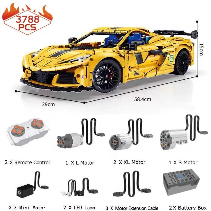 Конструктор Technic Corvette C8. Масштаб 1:8. 3788 деталей. На радіокеруванні. Guly 10622