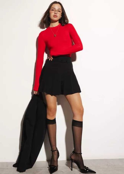 Бордова та чорна спідниця-шорти Ср Goldi