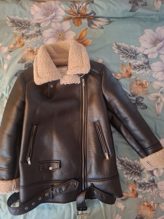 Skórzana kurtka zimowa z korzuszkiem