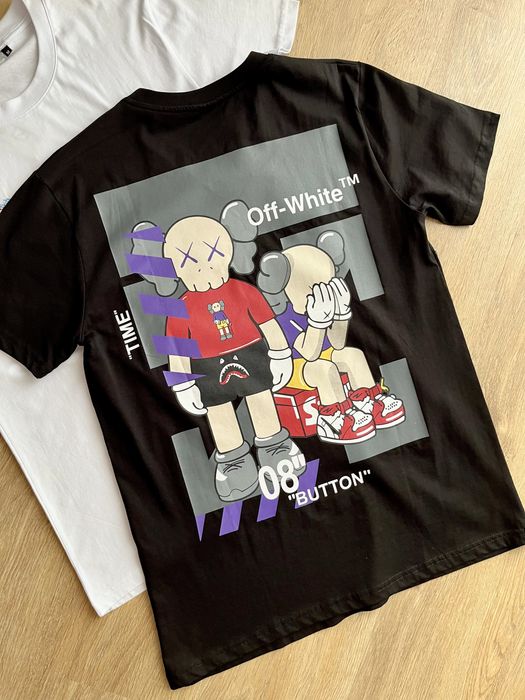 Limitowan koszulka bluzka czarna print na plecach postacie imitacja L