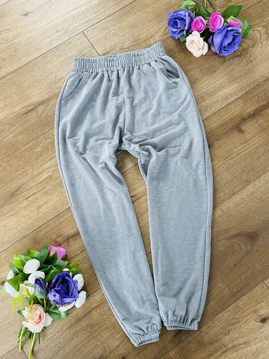 Szare letnie spodnie chiniosy baggy dresowe s 36