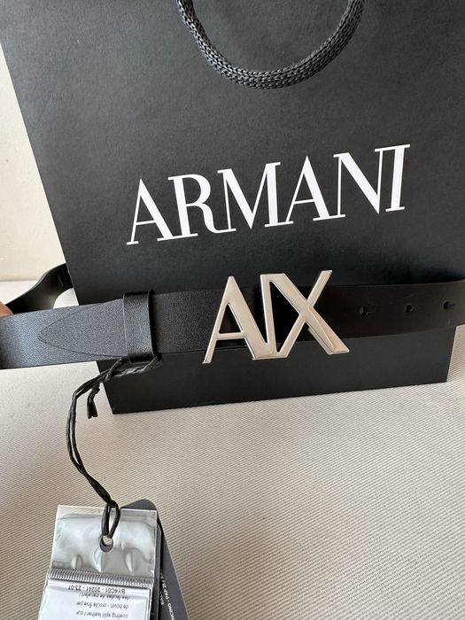 Pasek AX czarny skórzany Armani Exchange 90cm unisex
