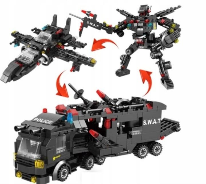 Klocki konstrukcyjne zestaw klocków policja robot samolot 500elementów
