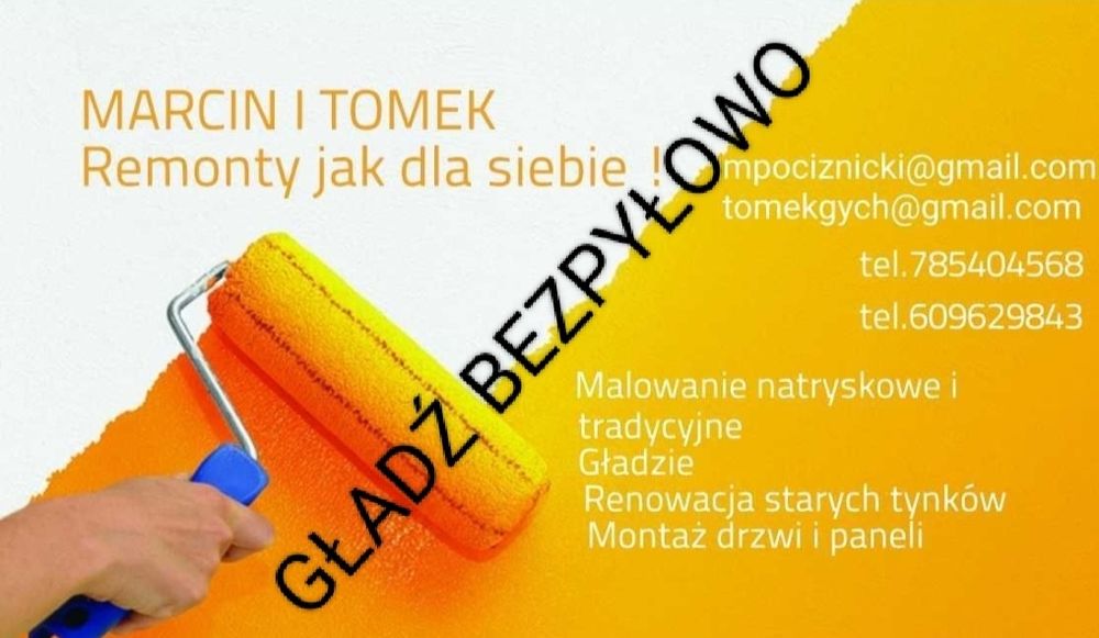 Remonty, malowanie natryskowe, gładzie itp.