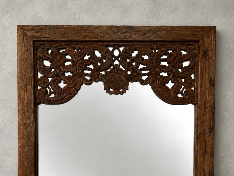 espelho grande arte talha parede oriental Indiano decoração rustico