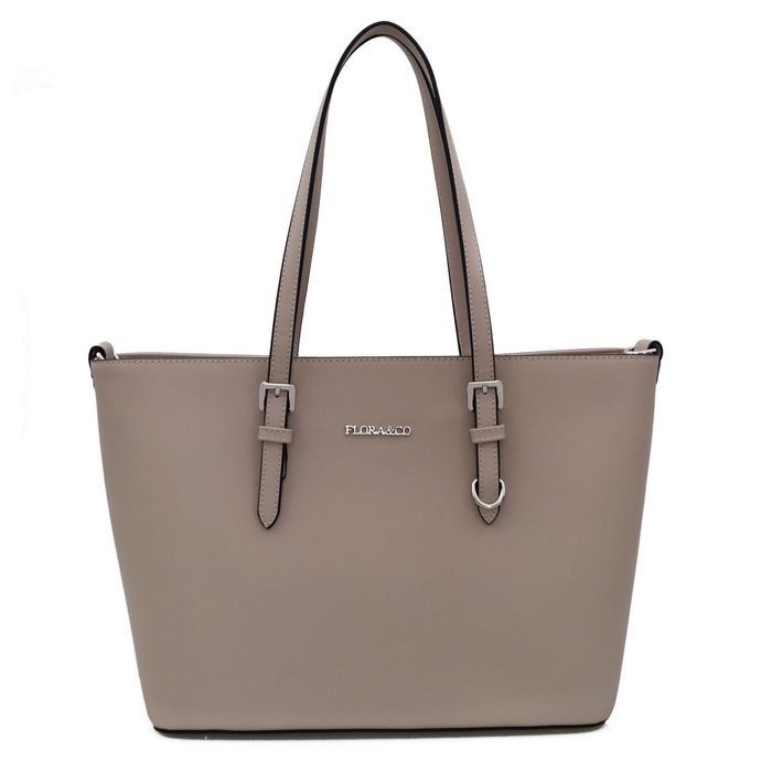 FLORA&CO torebka damska klasyczna sztywna z paskiem V048 c.taupe