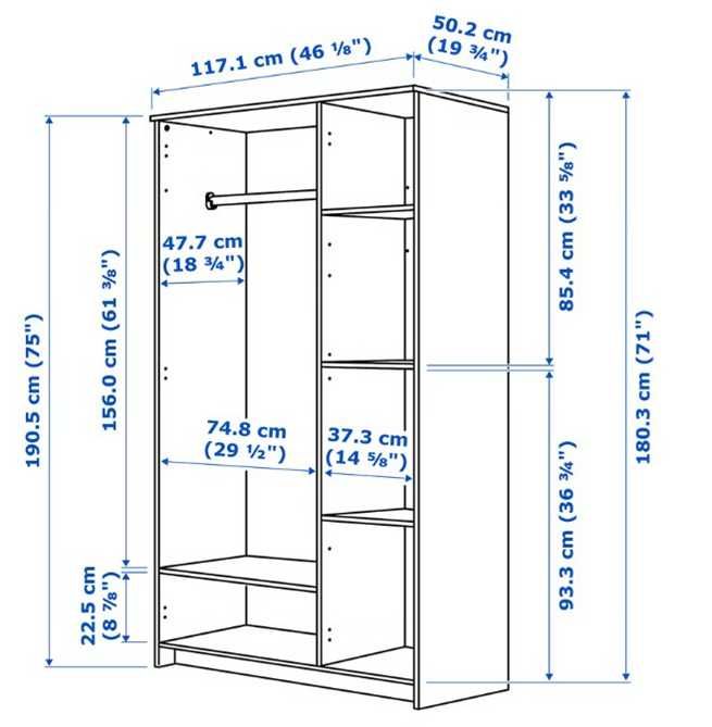 Roupeiro com 3 portas, 117x50x190cm – BRIMNES Ikea