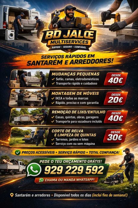 Mudanças | Montagem Móveis | Limpeza Quintas | Rápido e Barato...