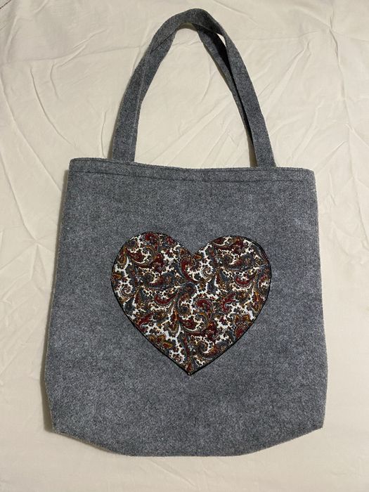 Torebka góralska zimowa shopperka serduszko serce shopper puchowa