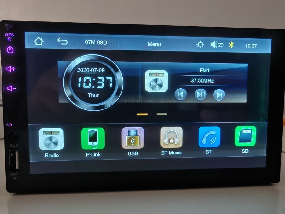Radio 1 Din com ecrã de 7 polegadas