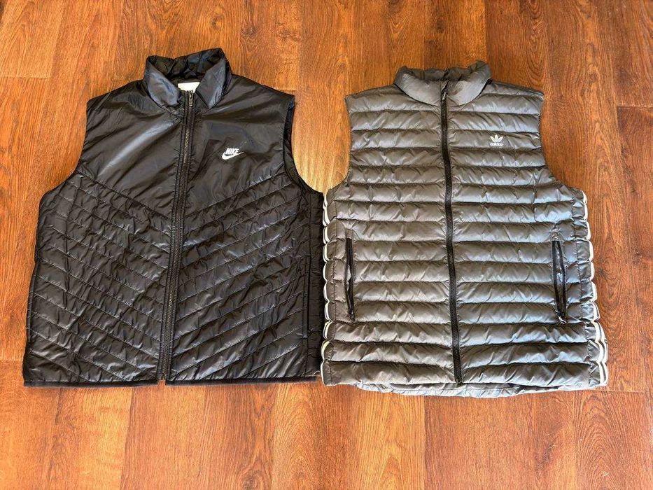 Nike, Adidas (L, XL, XXL) — Фирменные пуховые жилетки 2 шт / Оригинал