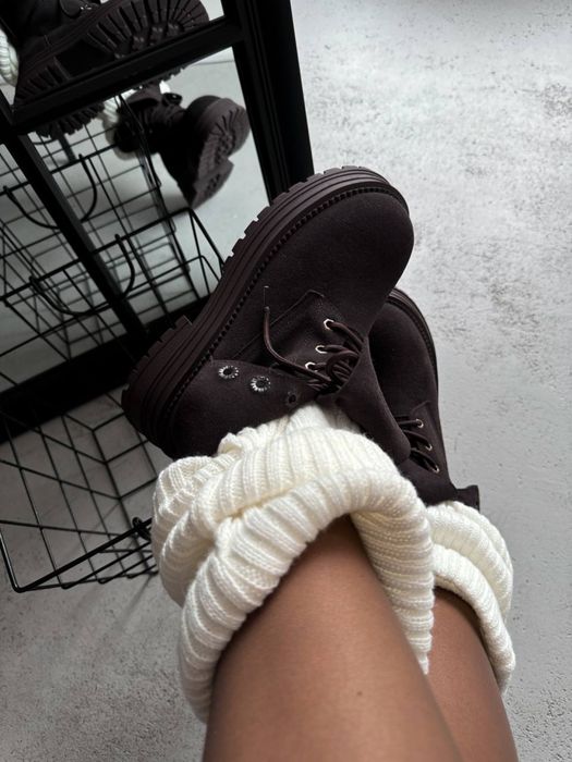 Черевики міу міу miu ботинки замшеві на хутрі коричневі жіночі зимові