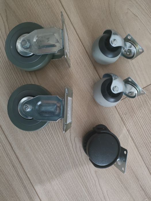 Колеса и ролики мебельные и для тележек, поворотные и не поворотные