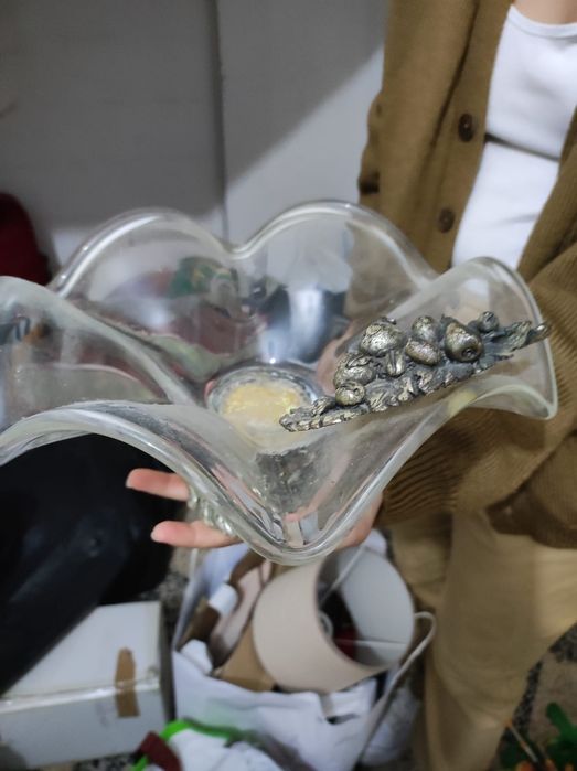 Lote de 2 peças decorativas de vidro murano