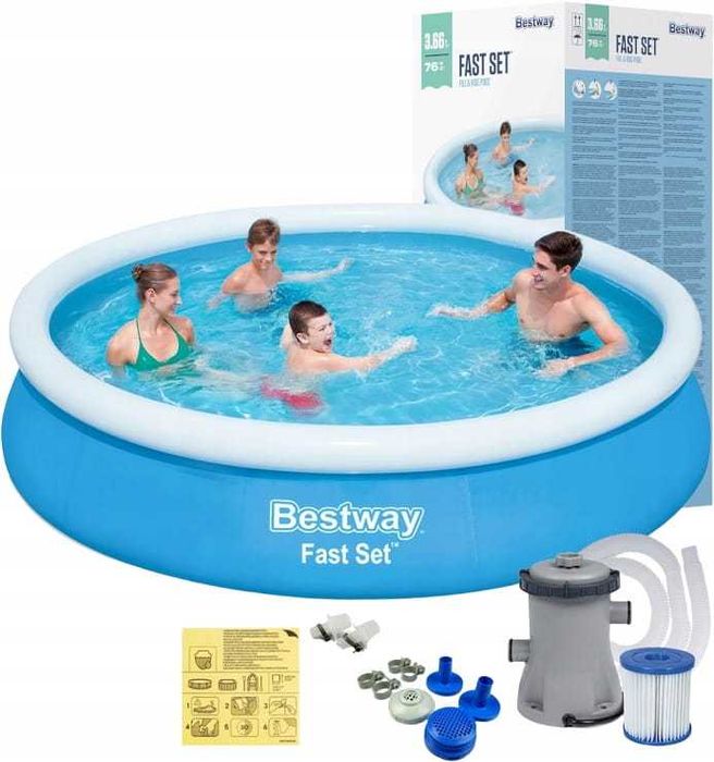 NOWY Basen ogrodowy rozporowy Bestway 305 x 76 + pompa z filtrem 3 m