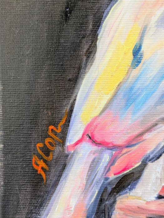 Quadro pintado a óleo, 46x38 cm