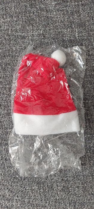 Czapeczki mikołaja na sztućce / butelkę jako ozdoba - 12 sztuk