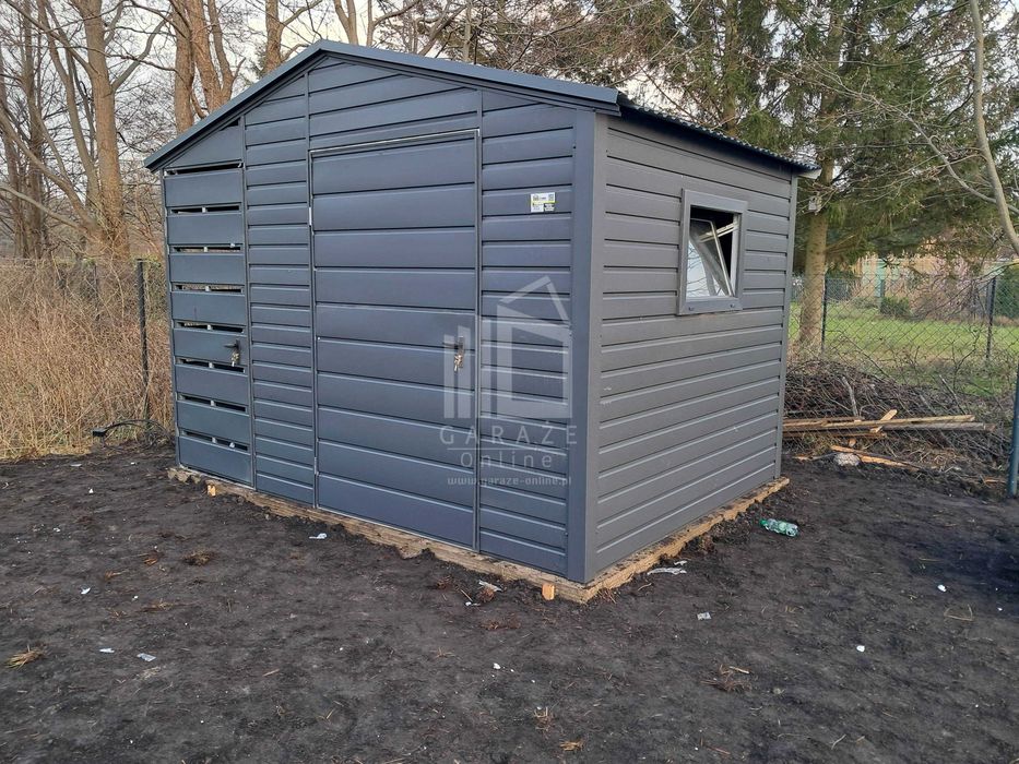 Schowek domek ogrodowy 2x2m - drzwi - antracyt - dach dwuspadowy ID991