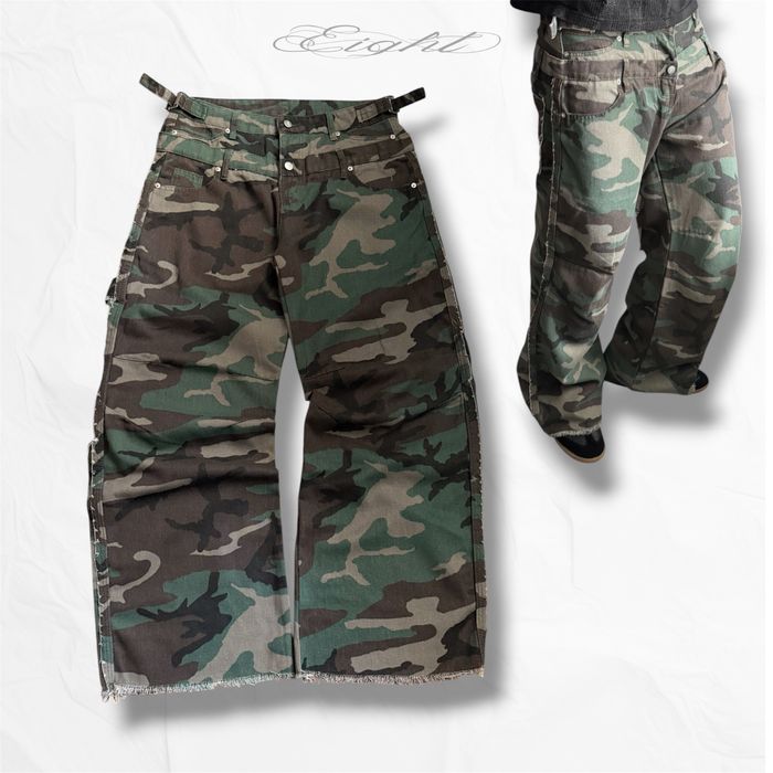 Camo Distressed Jeand Baggy Камо Джинси Широкі з Подвійним Поясом Double Waist Камуфляж Архив Archive Дострес Real Tree Military