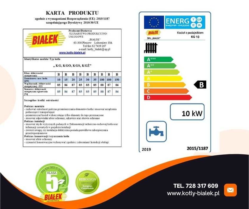 KOCIOŁ na ekogroszek 10KW  80m2 PRODUCENT 5 KLASA
