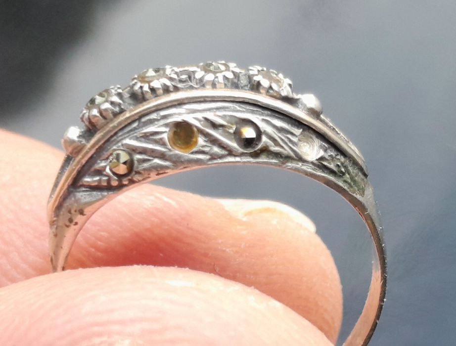 Anel prata e ouro art deco