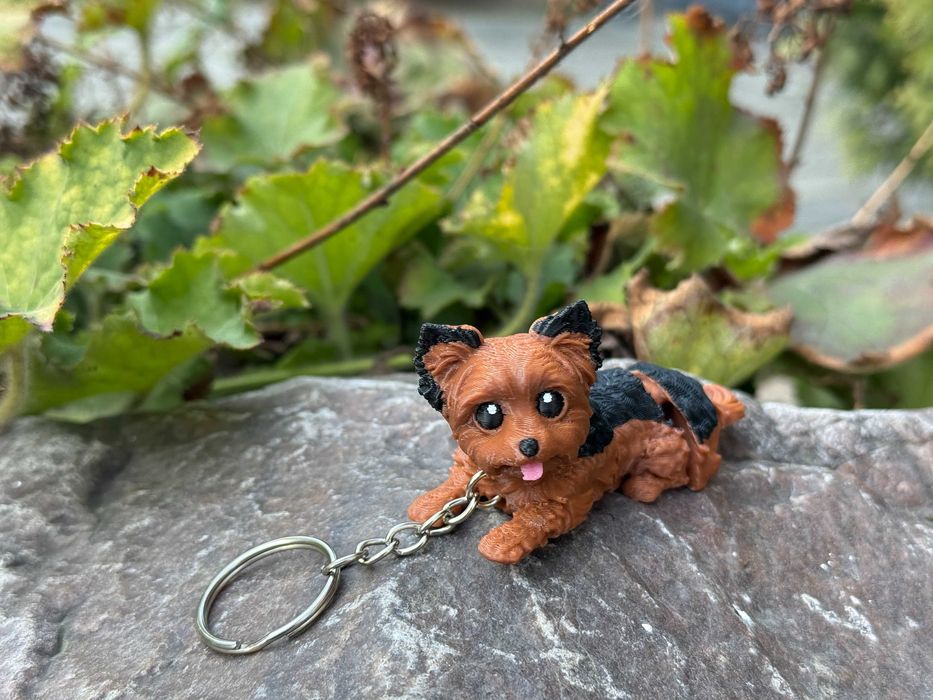 Yorkshire Terrier Piesek 3D – przegubowy brelok, ruchoma figurka