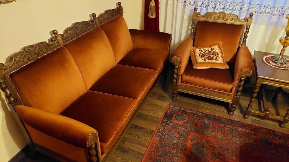 Stylowy komplet wypoczynkowy  welur / plusz
