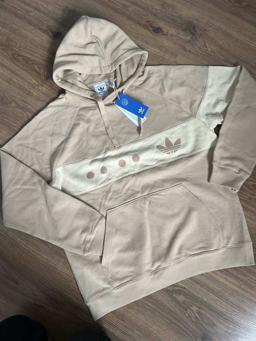 Bluza Adidas z kaputem kangur brąz beż