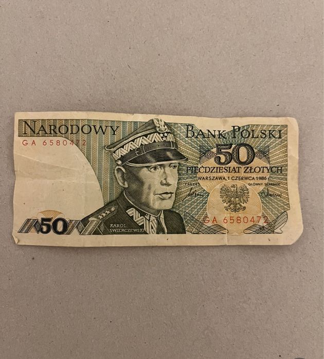 Banknot 50 zł PRL 1986 – Karol Świerczewski