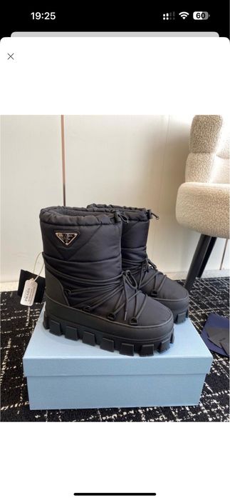 Сапоги чоботи чорні прада prada moon boots зимов лижні