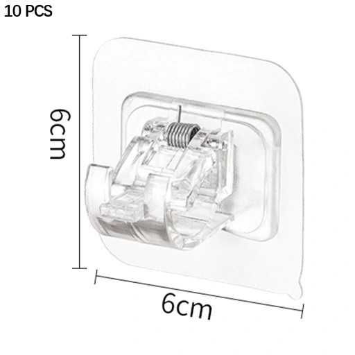 10 szt uchwytów na karnisz samoprzylepne bez wiercenia przezroczysty
