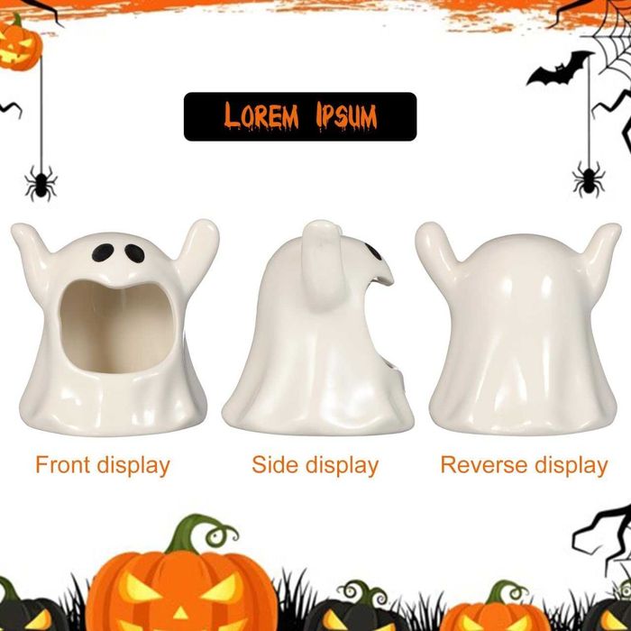 Świecznik na tealight Ceramiczny Duszek 11 cm - Dekoracja Halloween