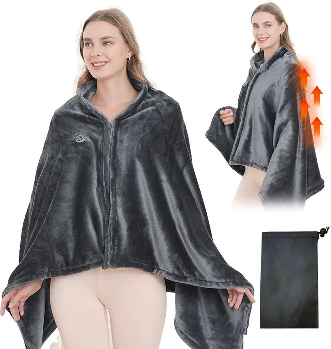 Портативное электрическое одеяло-шаль, с повербанком 10000мАh