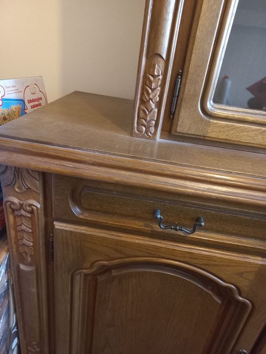 Kredens witryna dębowa